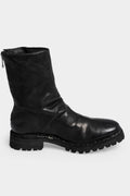 Scar stitch back zip leather boots
