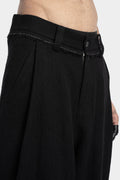 Asymmetrical skirt overlay worsted wool pants