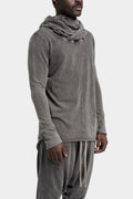 Asymmetrical hooded long sleeve T-Shirt, Dust Grey