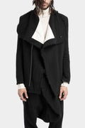 Asymmetric zip up high neck wool blend jacket