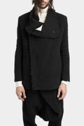 Asymmetric zip up high neck wool blend jacket