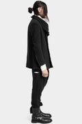 Asymmetric zip up high neck wool blend jacket