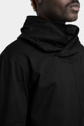 Asymmetrical hooded long sleeve T-Shirt, Black