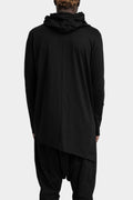 Asymmetrical hooded long sleeve T-Shirt, Black