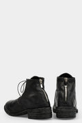 Low top laced leather boots w back zip