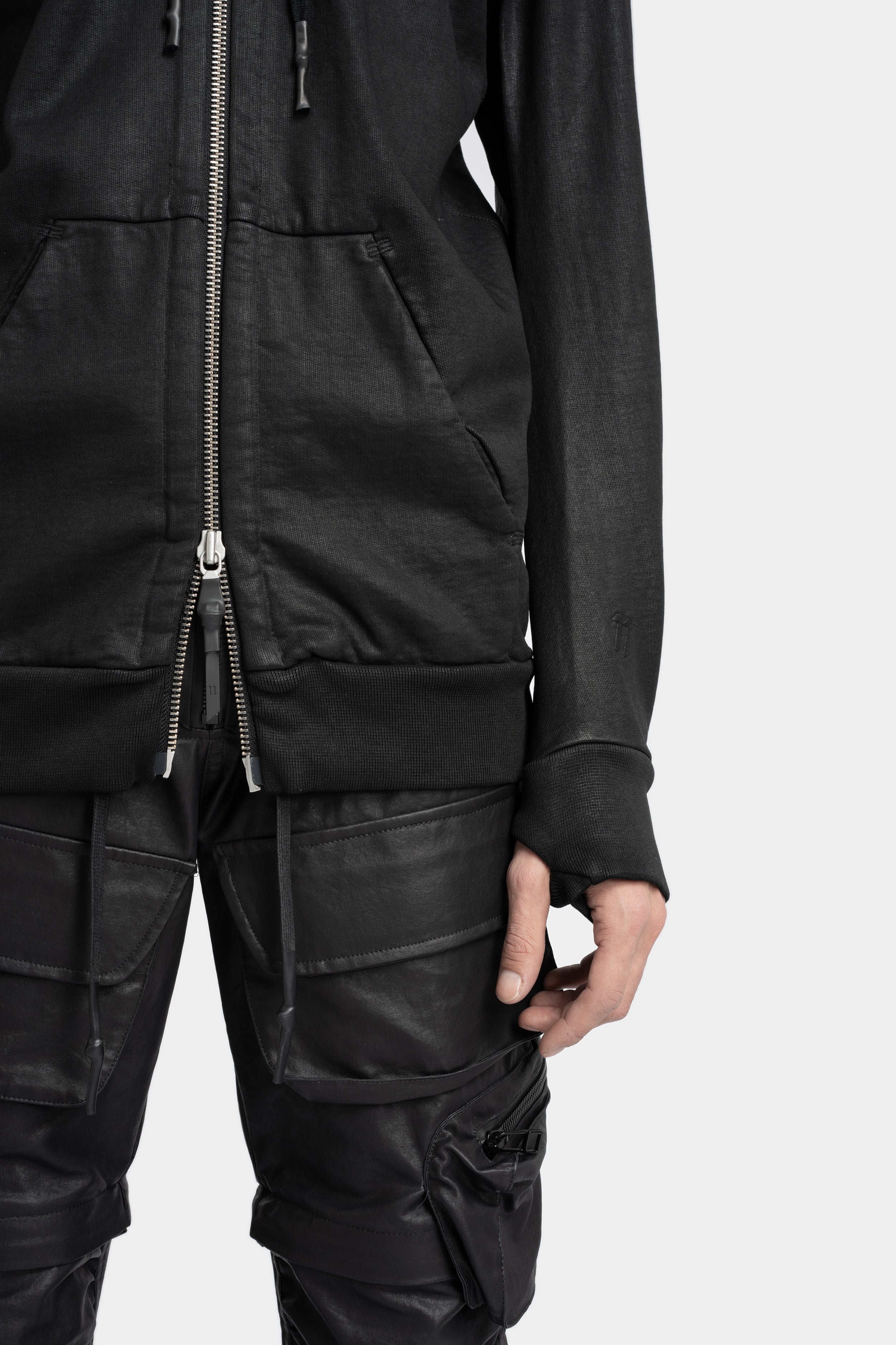 11 By Boris Bidjan Saberi | Z2B Hooded zip up sweater, Coated
