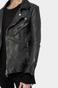 Scar stitch horse leather biker jacket, Overdyed Black