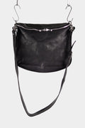 Large horse leather zip shoulder bag, Black
