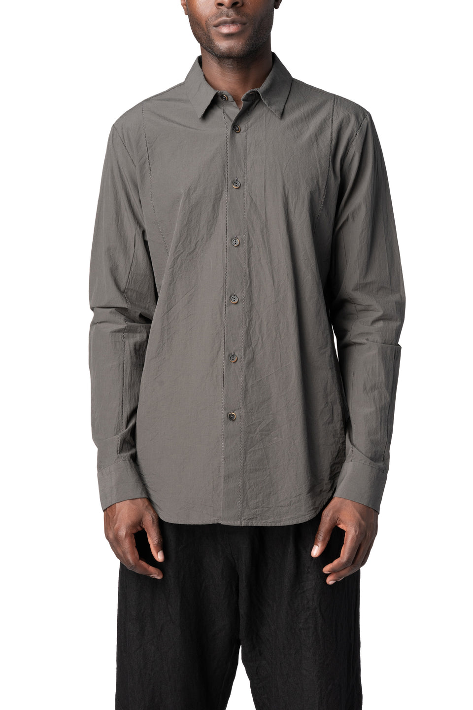Slim sutured cotton shirt, Carbon