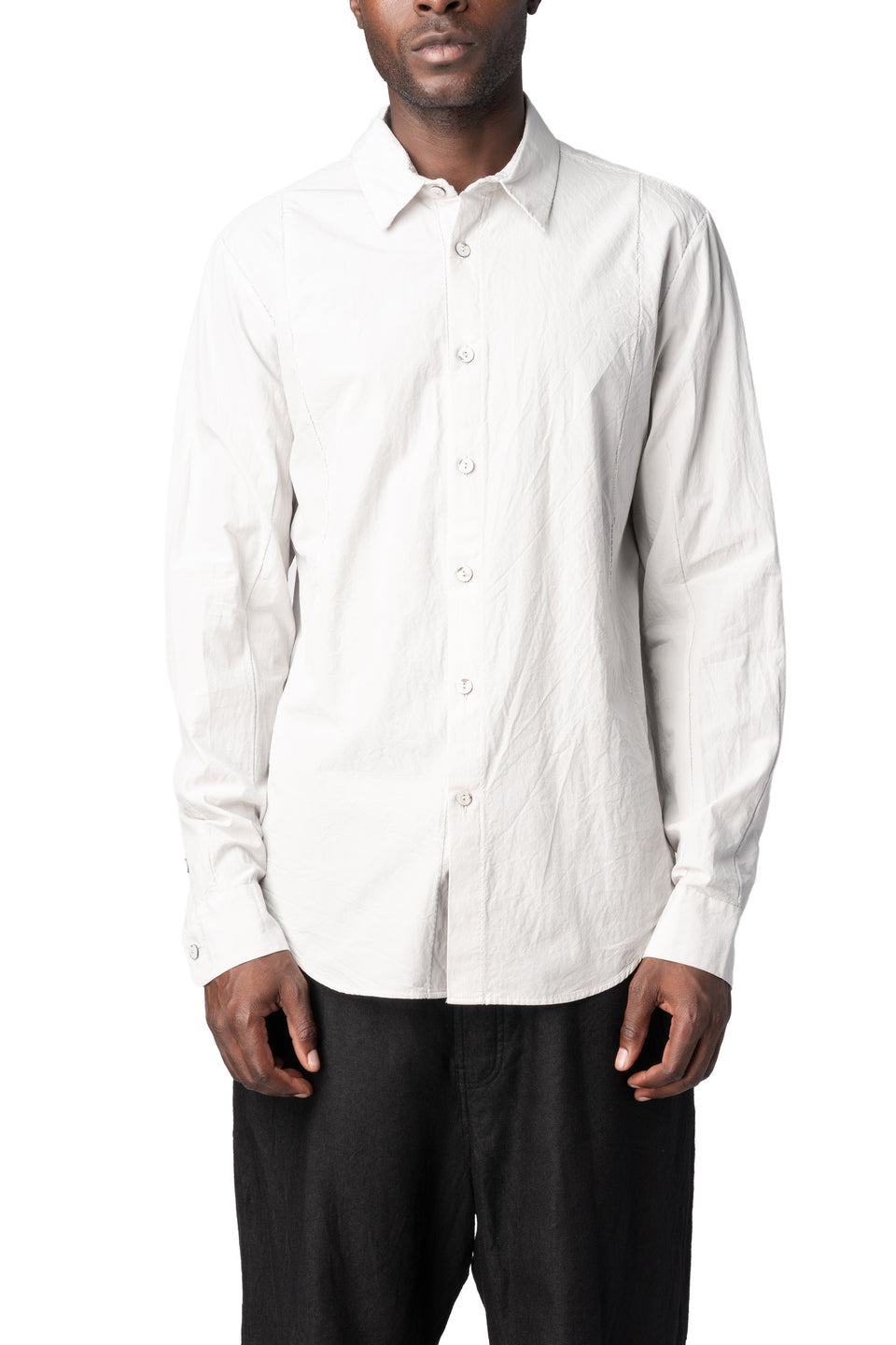 Slim sutured cotton shirt, Off White