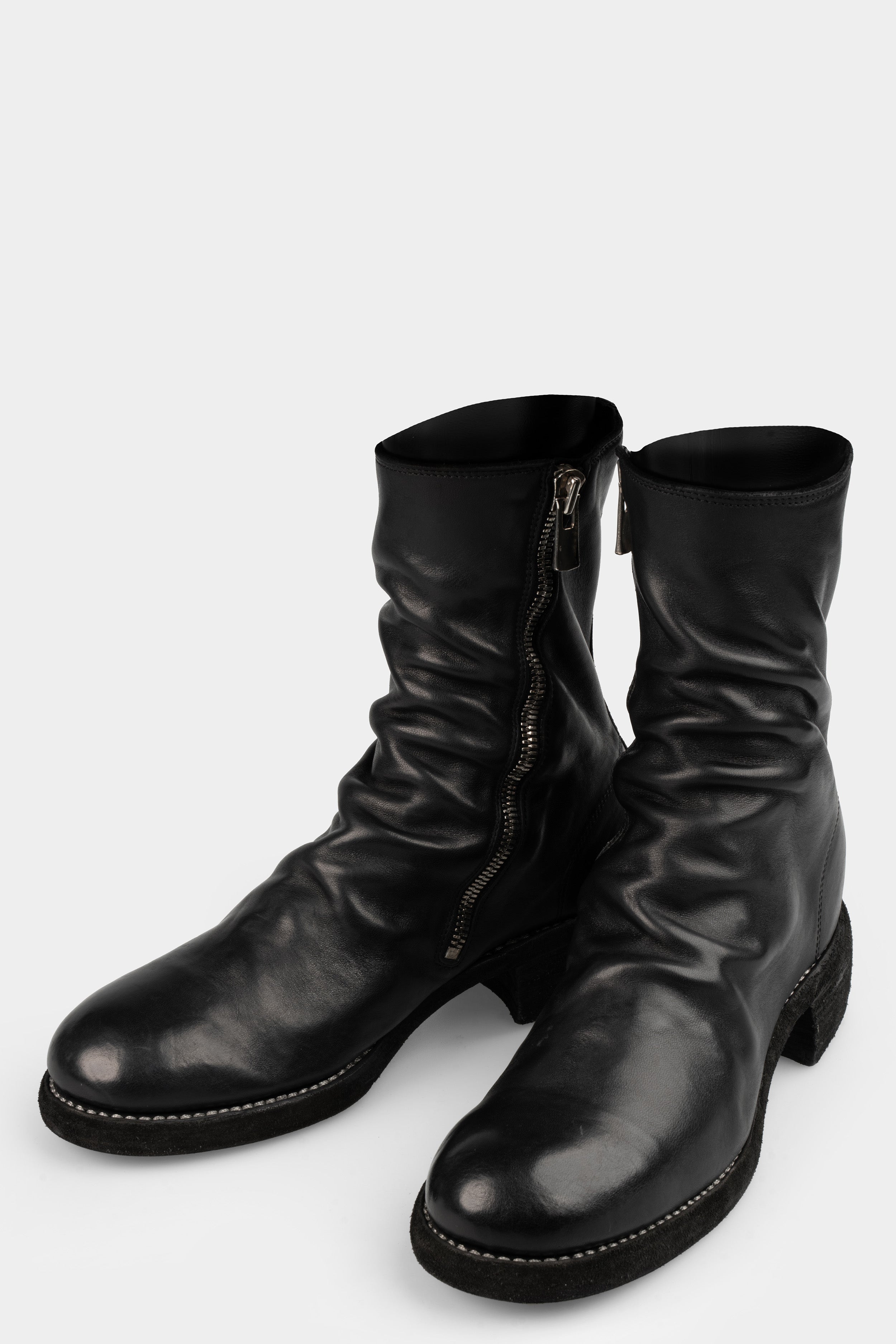 GUIDI 798LZX - Side zip leather boots, Black / Full Grain