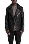 Incarnation | Scar stitch leather biker jacket, Deep black 11-41587S