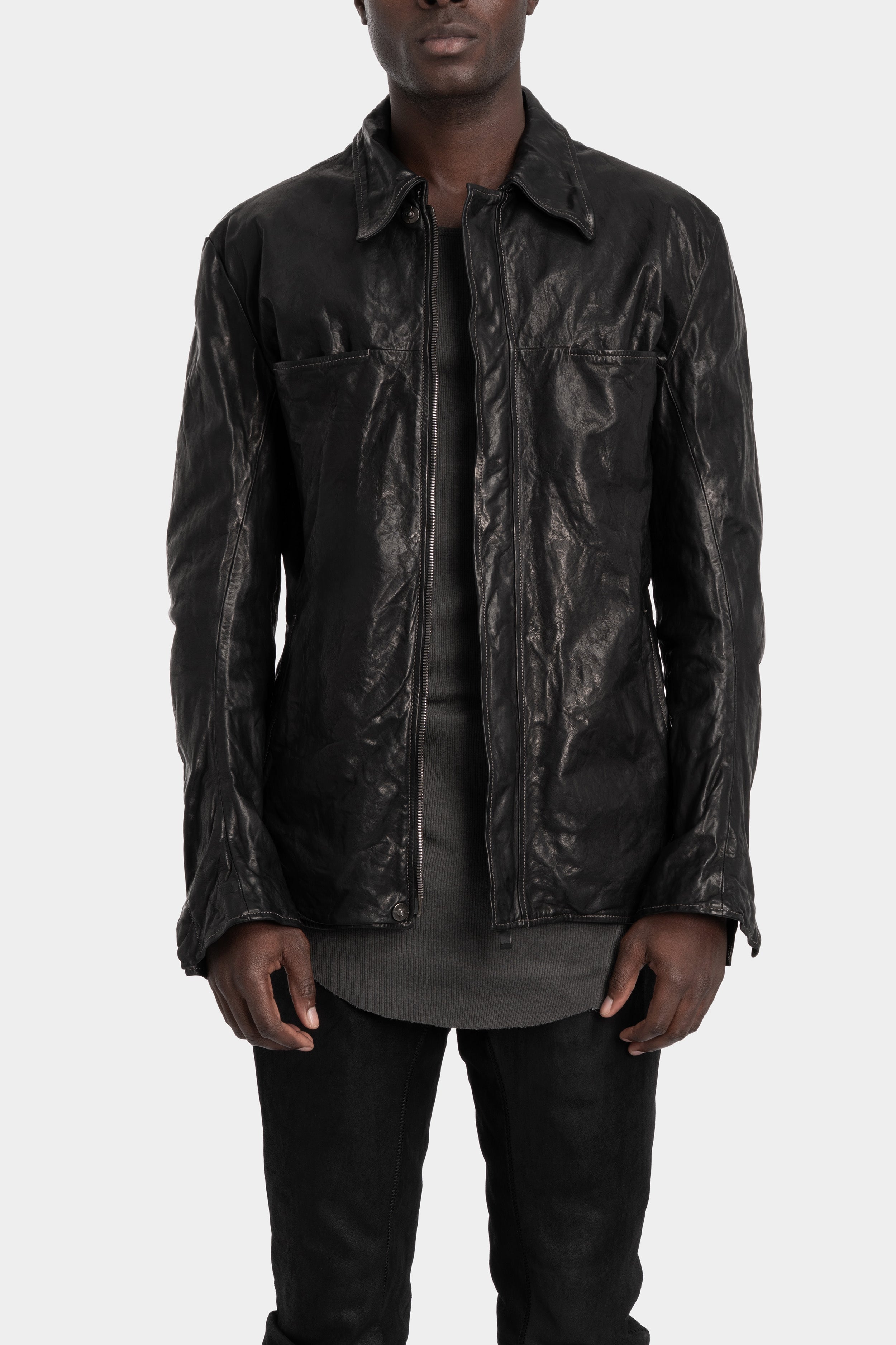 Incarnation | Hidden zip horse leather shirt jacket, 11-42007 