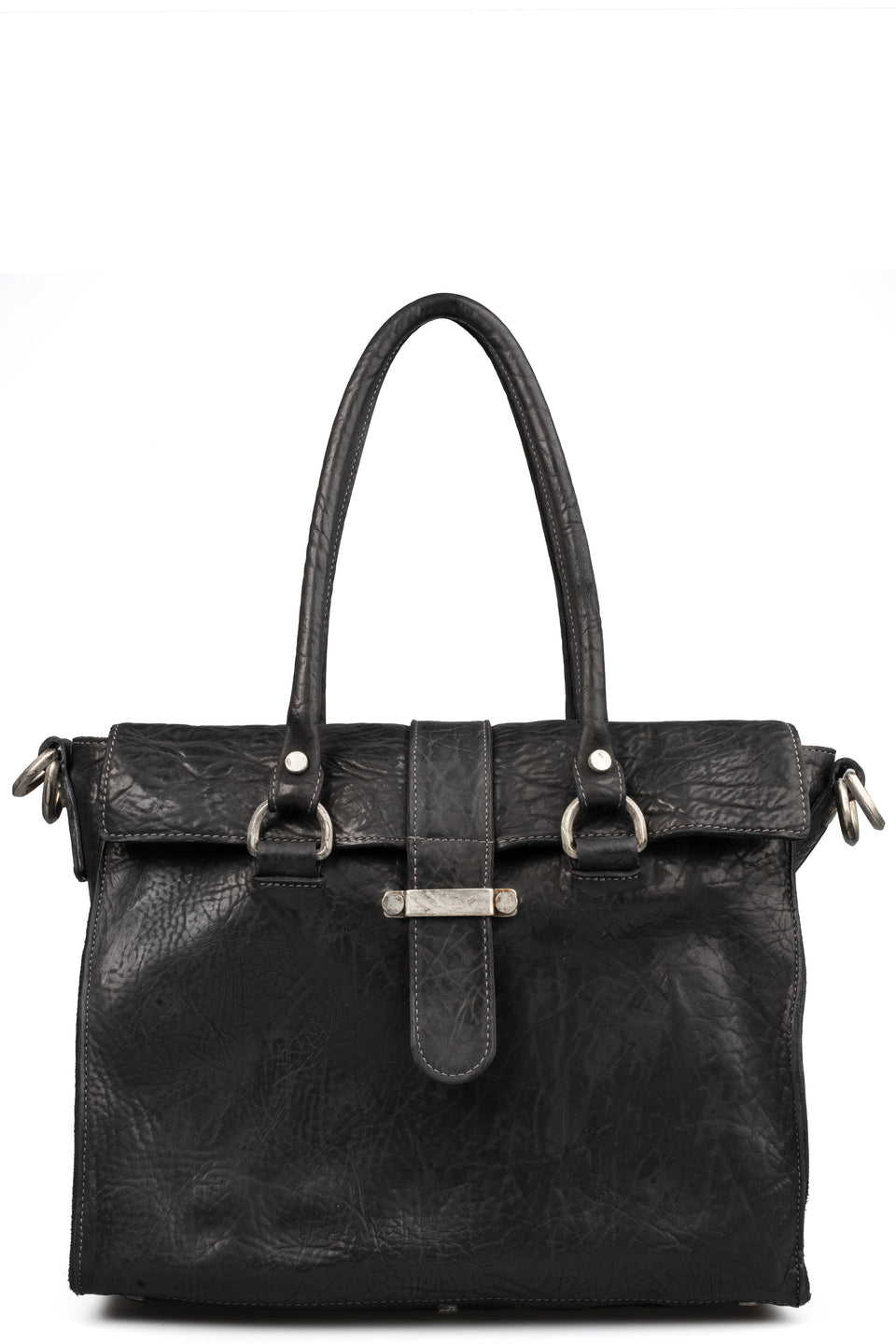 Reversed culatta leather worker bag