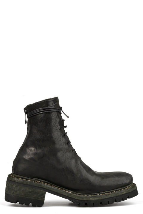 Incarnation | Back zip laced leather boots, Muted Green 11V-71137-VB