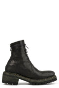Incarnation | Back zip laced leather boots, Muted Green 11V-71137-VB