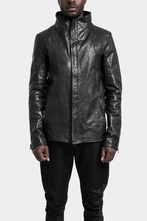 Incarnation | High neck hidden zip leather jacket
