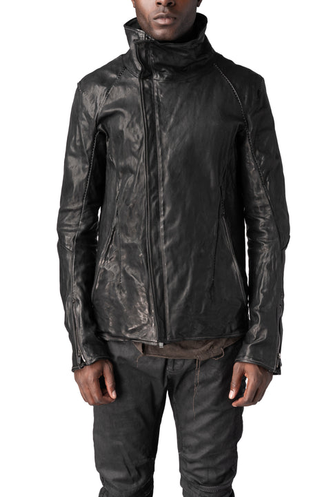 Incarnation | AW26 - Horse leather high collar blouson, Black 11-41497S