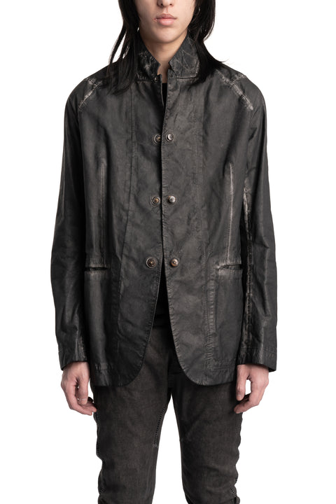 Isaac Sellam | SS26 - Raglan Sleeve Membrane Leather Blazer, Plomb DETENDU