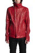 Isaac Sellam | SS26 - High Neck Lambskin Leather Jacket, Dirty Red IMPARABLE