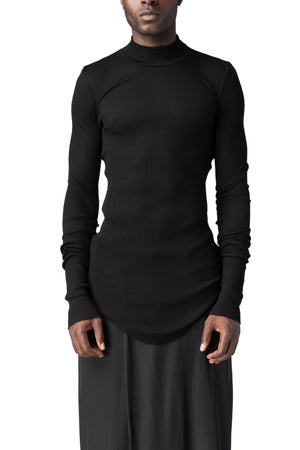 Julius_7 | AW26 - Ribbed high neck long sleeve top, Black 957CUM5