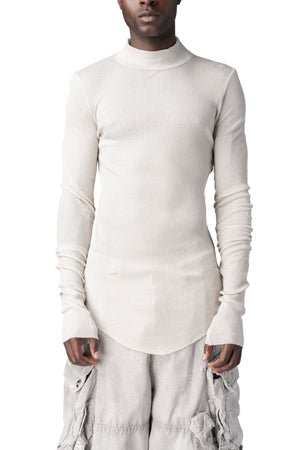 Julius_7 | AW26 - Ribbed high neck long sleeve top, Plaster 957CUM5