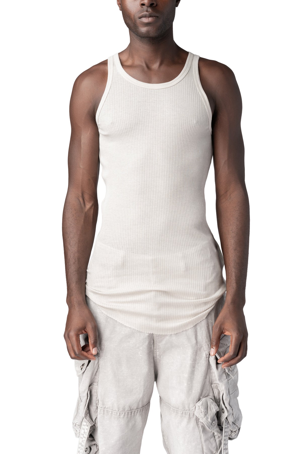 Julius_7 | AW26 - Ribbed long tank top, Plaster 957CUM7