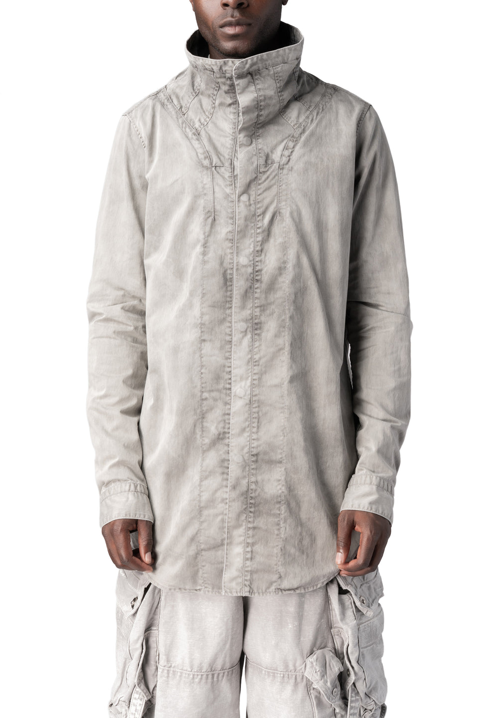 High collar twill shirt, Smog