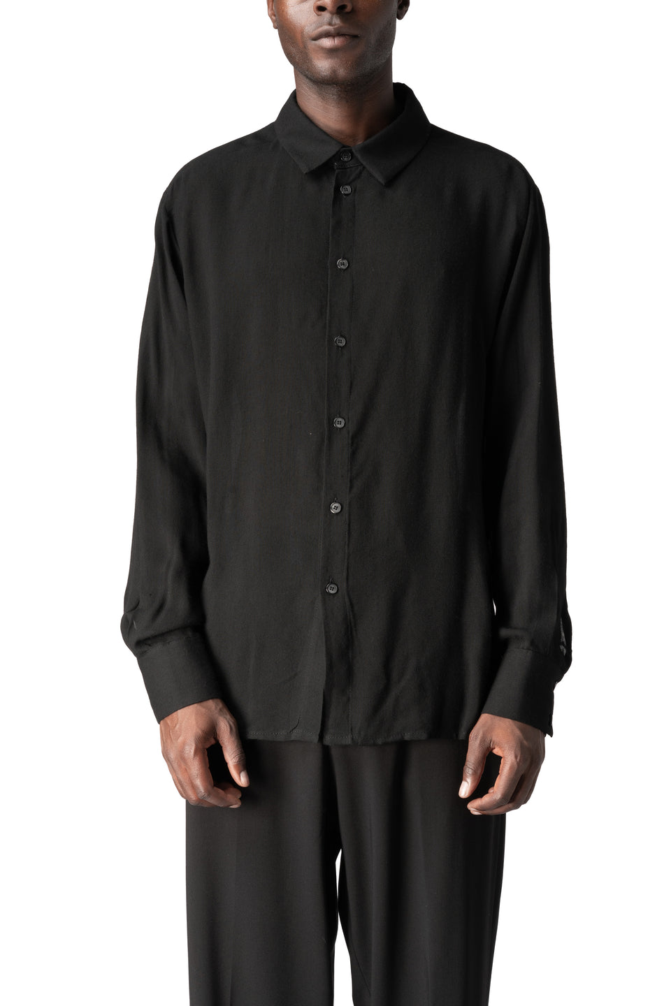 Regular gauze viscose shirt, Black