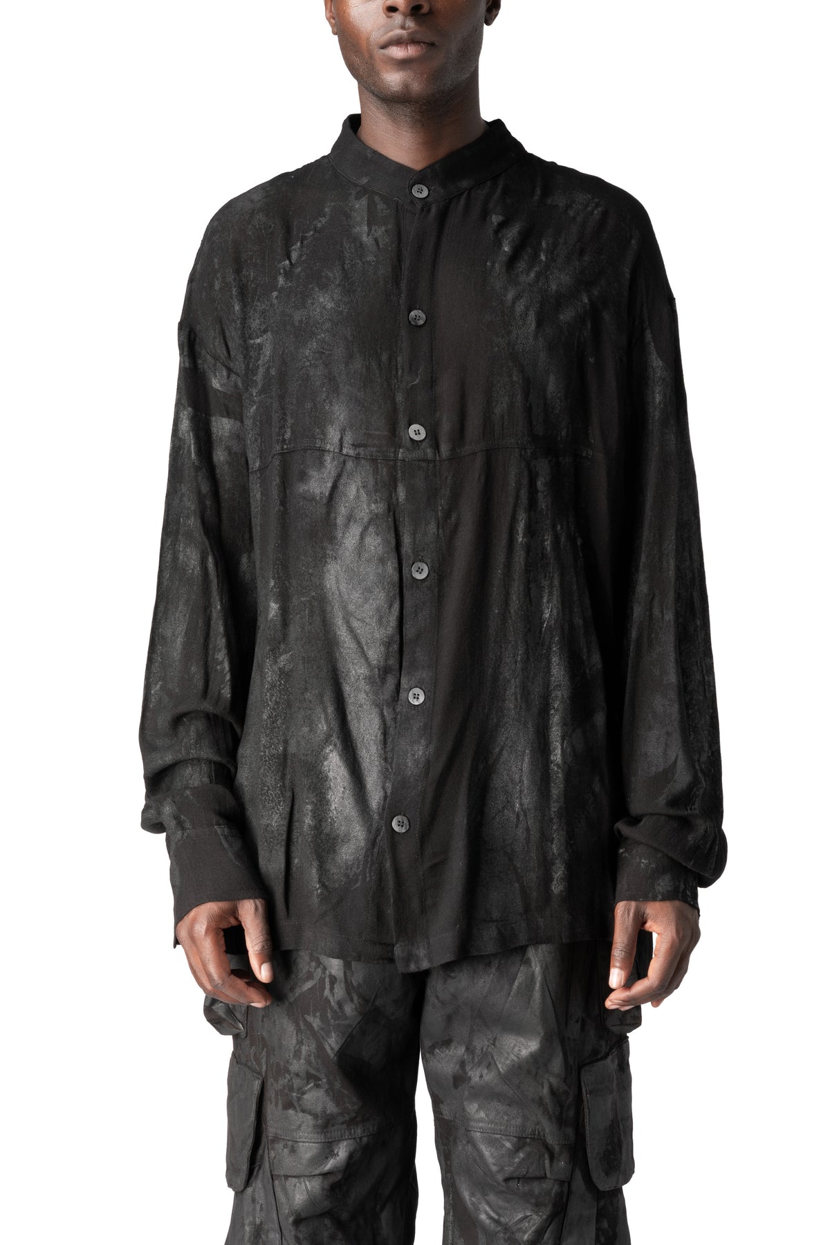 La Haine Inside Us | AW26 - Rubberized viscose-wool shirt, Black M1313