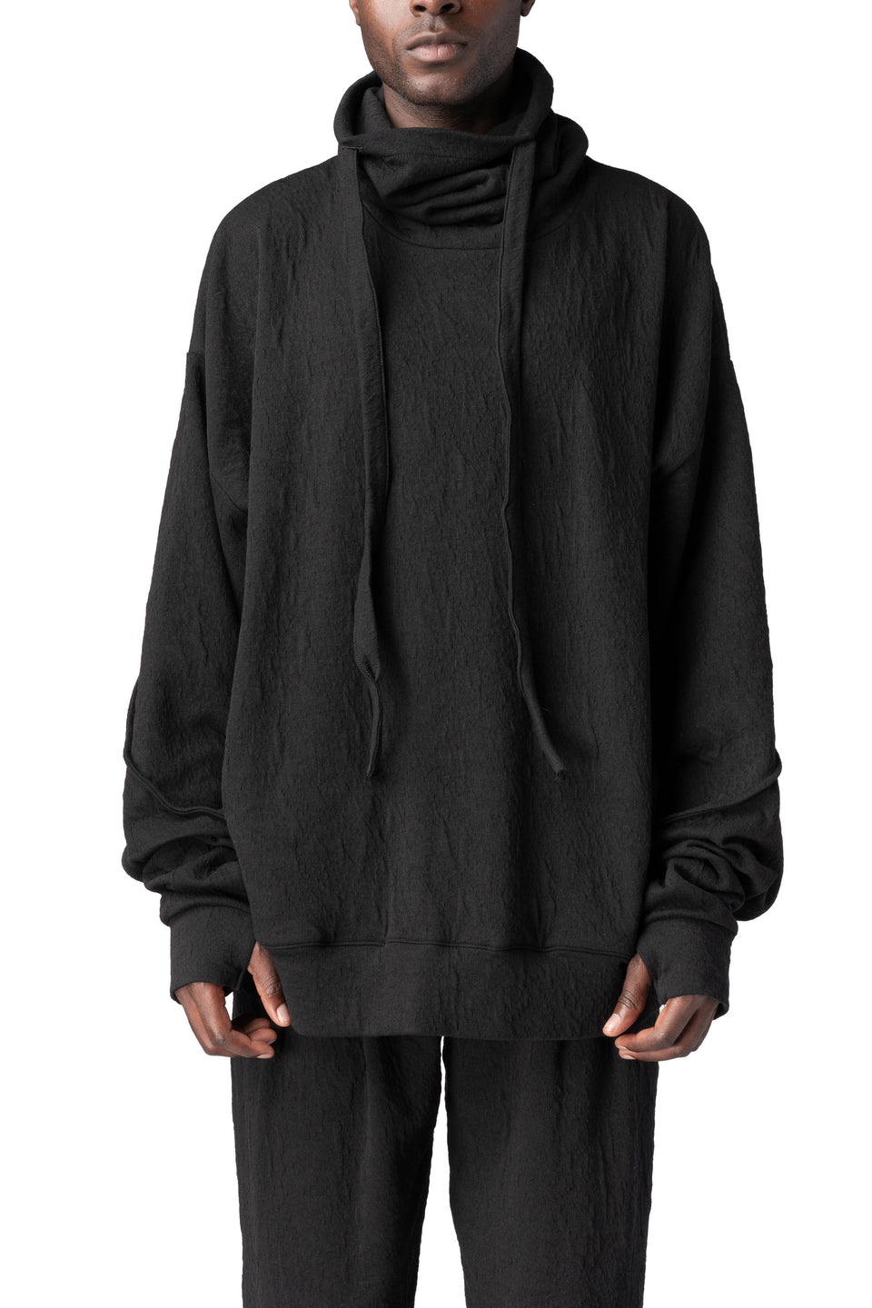 Oversized embossed fleece sweatshirt, Black