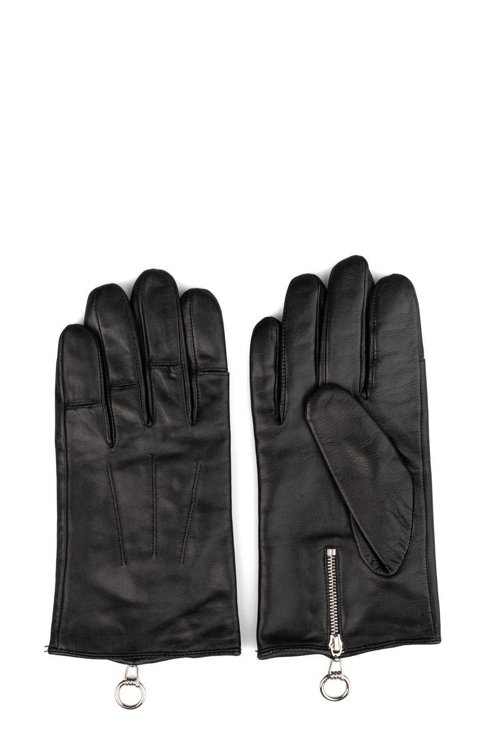 Leather slit gloves, Black