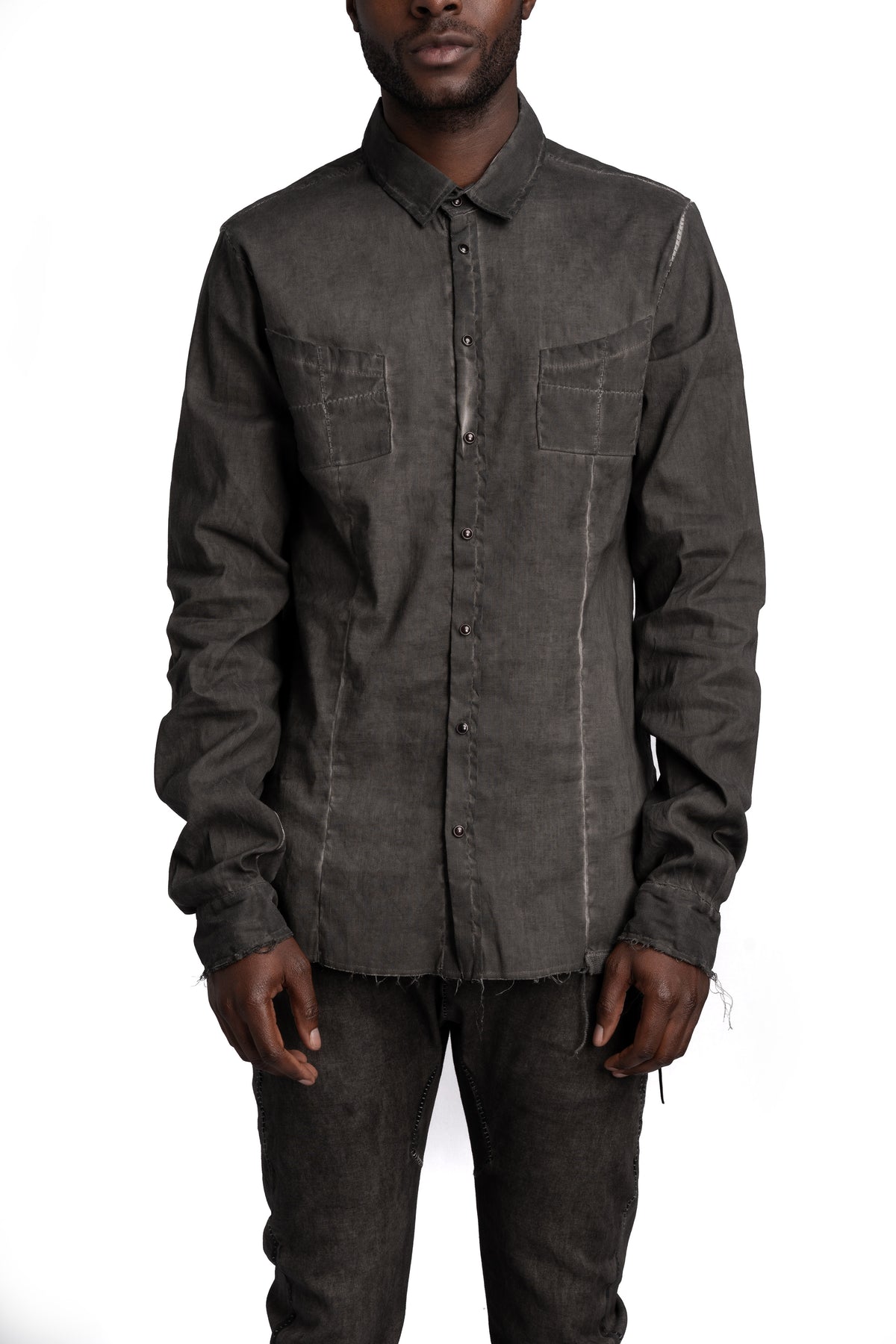 MD75 | SS26 - Linen shirt, Antra resin MD13283L