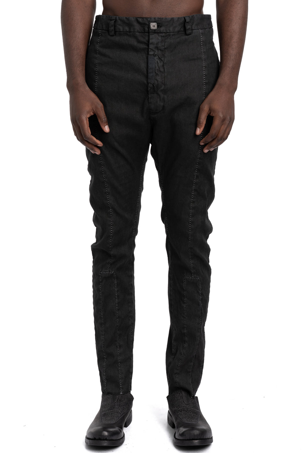 Linen stretch trousers, Black wash