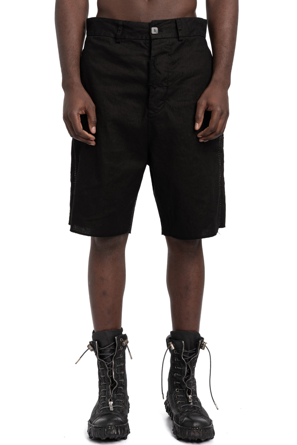 Linen stretch shorts, Black