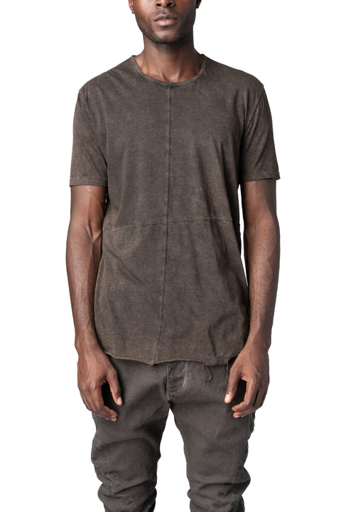 MD75 | AW26 - Panelled crew neck cotton t-shirt, Brown Wash MD13150