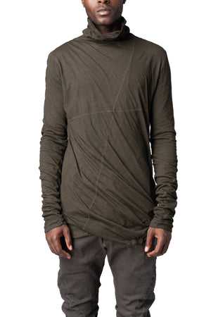 MD75 | AW26 - Double layer cotton roll neck long sleeve top, Military Fade MD13161