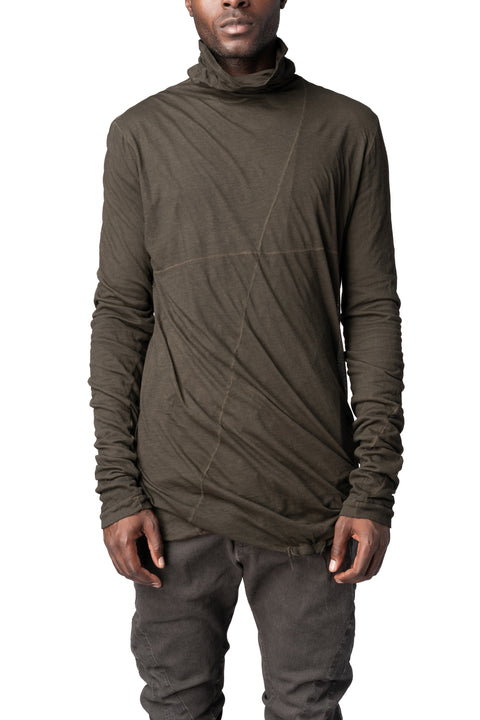 MD75 | AW26 - Double layer cotton roll neck long sleeve top, Military Fade MD13161