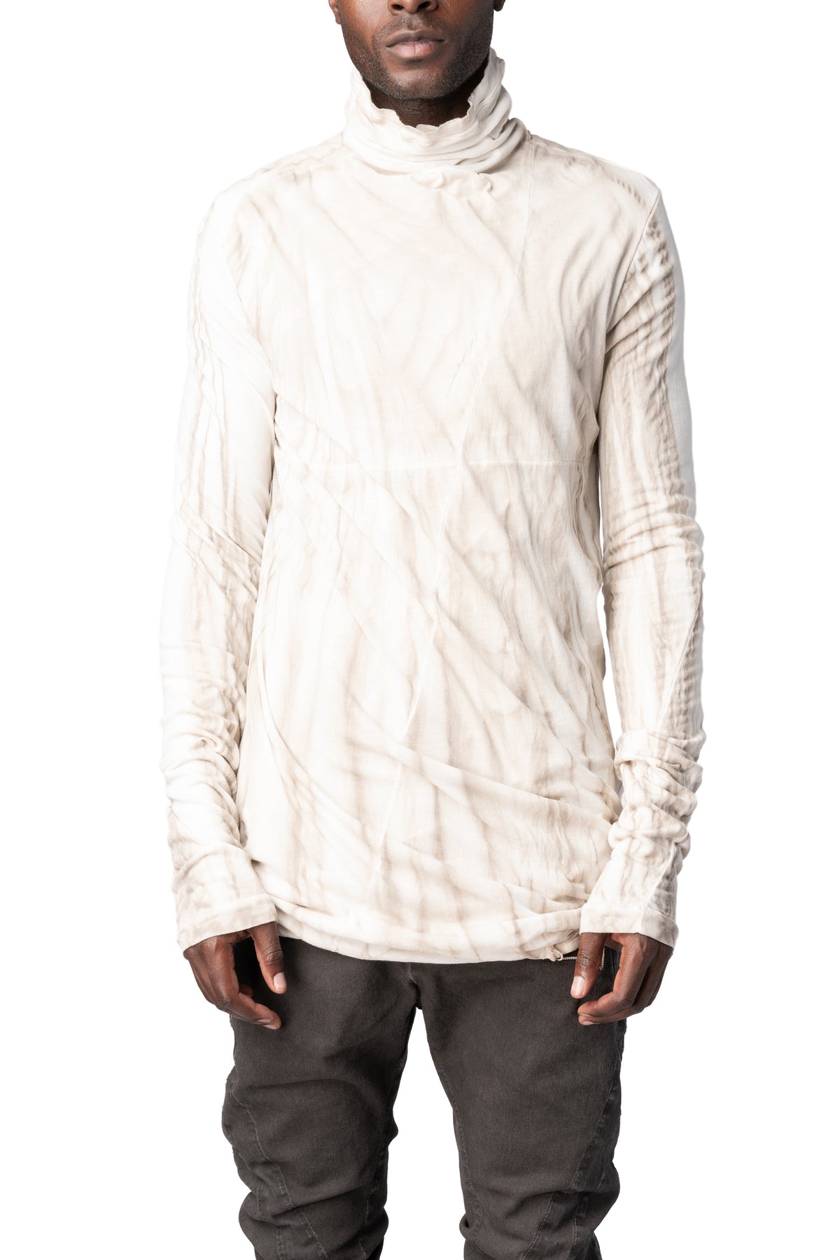 MD75 | AW26 - Double layer cotton roll neck long sleeve top, Perl Dissolve MD13161