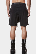 Crushed cotton drawstring shorts, Black