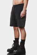 Drop crotch patch pocket shorts, Black