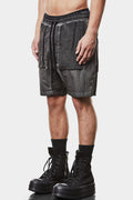 Drop crotch patch pocket shorts, Black oil