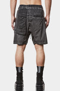 Drop crotch patch pocket shorts, Black oil