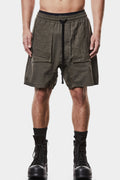 Drop crotch patch pocket shorts, Olive