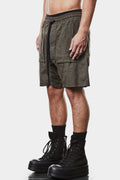 Drop crotch patch pocket shorts, Olive