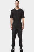 Linen blend scar-stitch t-shirt, Black