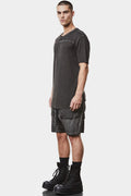 Linen blend scar-stitch t-shirt, Black oil