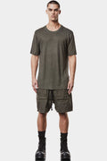 Linen blend scar-stitch t-shirt, Olive