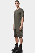 Linen blend scar-stitch t-shirt, Olive