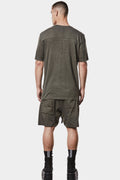 Linen blend scar-stitch t-shirt, Olive